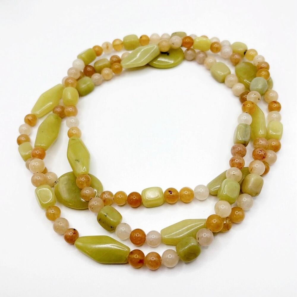 Jay King DTR Necklace Sterling 925 Lemon Jade Olive Jade 50” Long